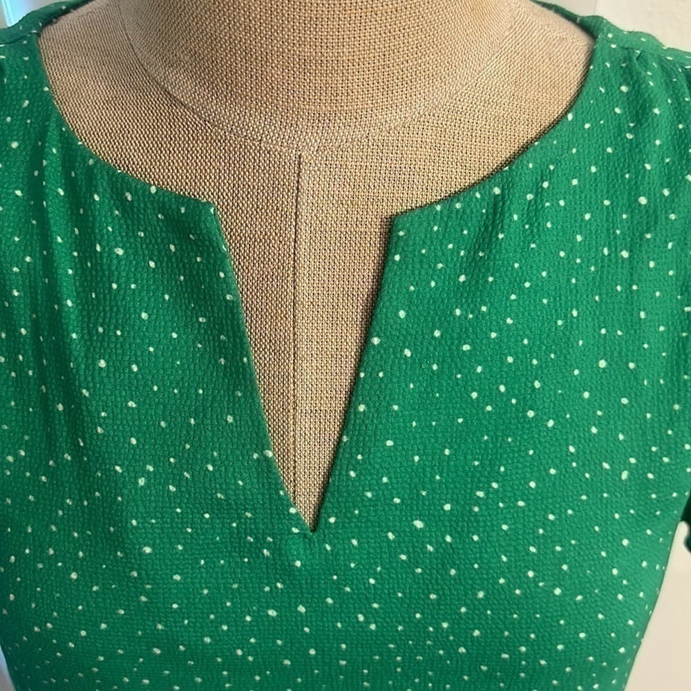 CAROLINA BELLE GREEN POLKA DOT COTTAGE CORE BLOUSE GUC SZ XS CAREER EVERYDAY